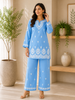 Trisha Rayon Chikankari Handwork Women's Co-ord Set - Powder Blue
