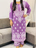 Opium Premium Modal 3D Chikankari Women's Solid Long Kurta Palazzo Set - Mauve