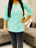 Isha Rayon Chikankari Solid Women's Short Top - Aqua