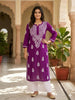 Niya Premium Modal Chikankari Solid Women's Long Kurta - Wine