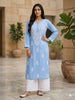 Niya Premium Modal Chikankari Solid Women's Long Kurta - Powder Blue