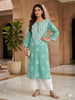Niya Premium Modal Chikankari Solid Women's Long Kurta - Army Green