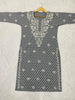 Inayat Cotton Chikankari Hand Embroidered Women's Long Kurta - Grey & White