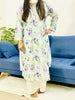 Saloni Mulmul Chikankari Women's Floral Long Kurta - Mint