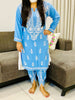 Sangria Premium Rayon Chikankari Solid Women's Kurta-Dhoti Set - Powder Blue