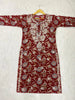 Inayat Cotton Chikankari Hand Embroidered Women's Long Kurta - Maroon