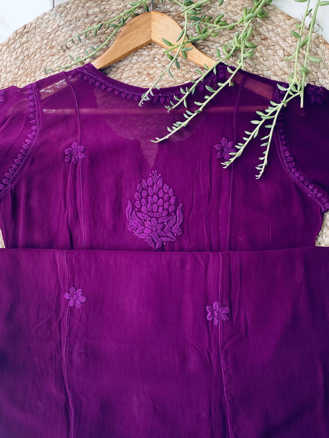 Purple Zoya Viscose Chikankari Kurta with Dupatta