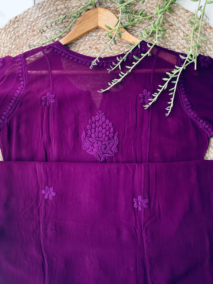 Purple Zoya Viscose Chikankari Kurta with Dupatta