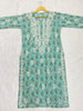 Inayat Cotton Chikankari Hand Embroidered Women's Long Kurta - Mint Blue