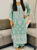 Opium Premium Modal 3D Chikankari Women's Solid Long Kurta Palazzo Set - Army Green