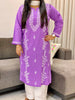 Ahana Cotton Chikankari Women's Solid Long Kurta - Lavender