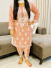 Sangria Premium Rayon Chikankari Solid Women's Kurta-Dhoti Set - Light Brown
