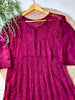 Tara Resham Chikankari Hand Embroidered Women's Yog Anarkali Kurta - Wine