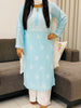 Nora Premium Modal Chikankari Solid Women's Kurta - Sky