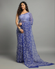 Hansa Tapchi Chikankari Hand Embroidered Women's Saree - Navy Blue