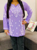 Ayat Chikankari Handwork Women's Modal Short Kurta - Lavender