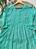 Tara Resham Chikankari Hand Embroidered Women's Yog Anarkali Kurta - Aqua Blue