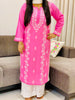 Ahana Cotton Chikankari Women's Solid Long Kurta - Pink
