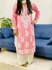 Jannat Modal Chikankari Solid Women's Long Kurta - Peach
