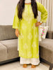 Rida Premium Chanderi Chikankari Women's Solid Long Kurta - Pista