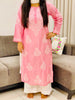 Rida Premium Chanderi Chikankari Women's Solid Long Kurta - Pink