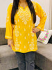 Ayat Chikankari Handwork Women's Modal Short Kurta - Mango Yellow