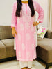 Kaira Modal Chikankari Hand Embroidered Women's Long Kurta - Baby Pink