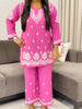 Trisha Rayon Chikankari Handwork Women's Co-ord Set - Dark Pink