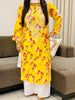 Dvita Mulmul Chikankari Floral Women's Long Kurta - Yellow