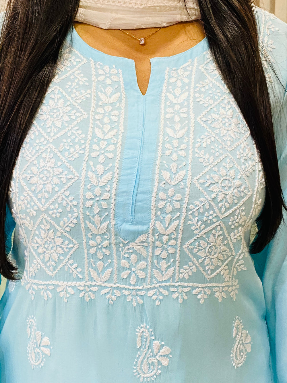 Sky Nora Premium Modal Chikankari Solid Women's Kurta