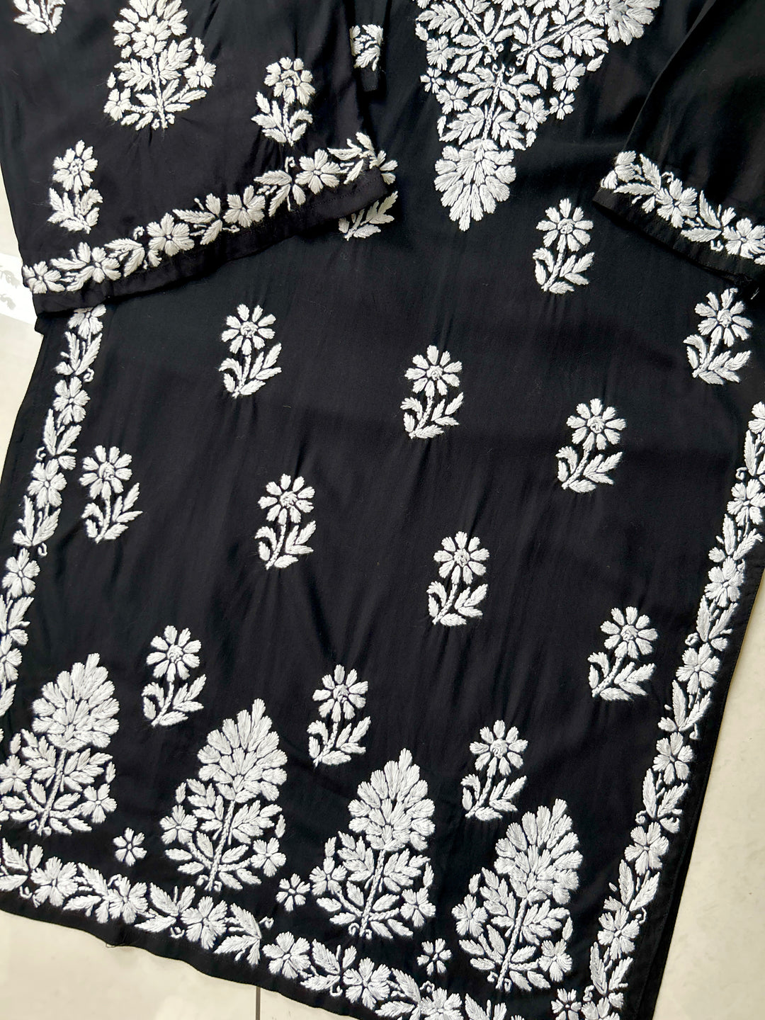 Black Sangriya Rayon Chikankari Handwork women kurta palazzo set