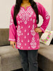 Ayat Chikankari Handwork Women's Modal Short Kurta - Dark Pink