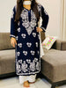 Fanah Premium Modal Chikankari Solid Women's Long Kurta - Black