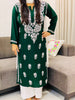 Evana Rayon Chikankari Handwork Women's Solid Long Straight Kurta - Bottle Green