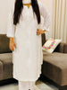 Hasti Rayon Ombre Shade Chikankari Women's Straight Kurta - White