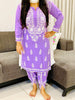 Sangria Premium Rayon Chikankari Solid Women's Kurta-Dhoti Set - Lavender