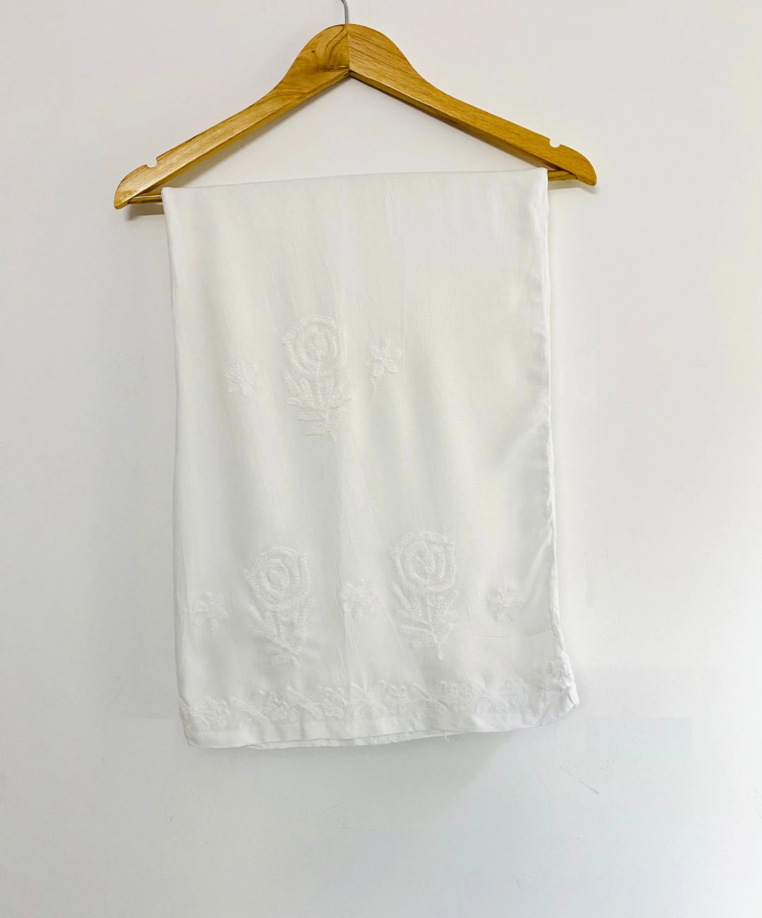 White Rose Rayon Chikankari Hand Embroidered Palazzo