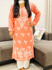 Fanah Premium Modal Chikankari Solid Women's Long Kurta - Peach
