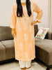Kaira Modal Chikankari Hand Embroidered Women's Long Kurta - Light Peach