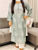 Rida Premium Chanderi Chikankari Women's Solid Long Kurta - Grey