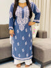 Falak 3D Chikankari Hand Embroidery Design Rayon Womens Kurta - Charcoal