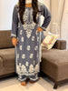 Sangriya Rayon 3D Chikankari Handwork women kurta palazzo set - Charcoal Gray