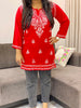 Anisha Rayon Chikankari Handwork Women's Solid Short Kurta - Red