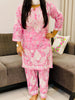 Vaani Mulmul Chikankari Hand Embroidered Floral Women's co-ord set - Pink
