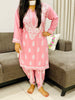 Sangria Premium Rayon Chikankari Solid Women's Kurta-Dhoti Set - Baby Pink