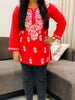 Sitara Cotton Chikankari Hand embroidered Women's Short Kurta - Tomato Pink