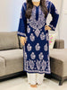 Riya Modal Chikankari Handwork Women's Straight Long Kurta - Navy Blue