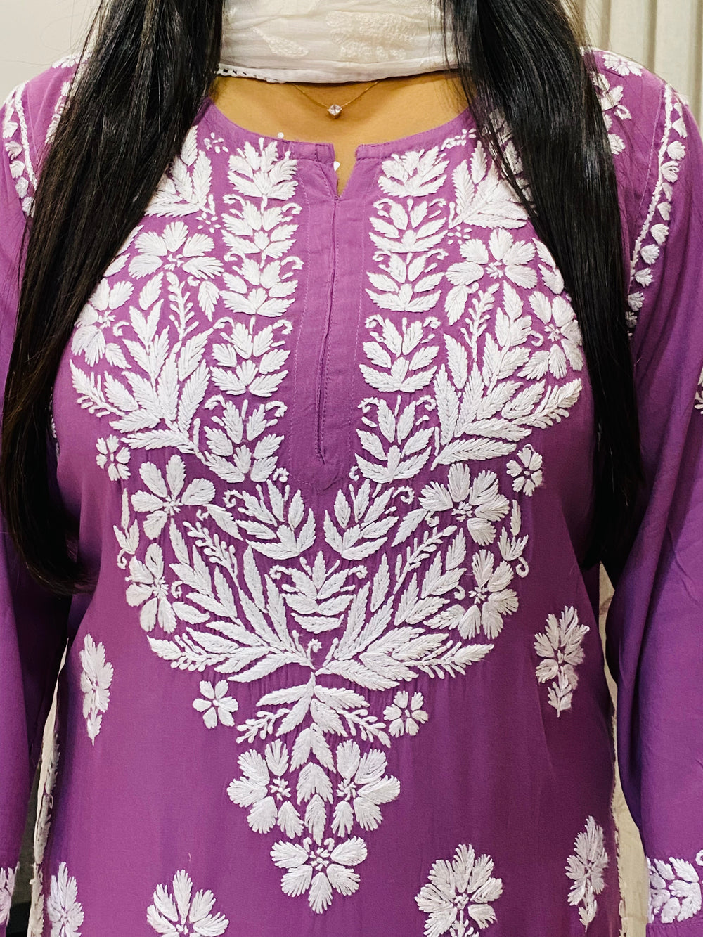 Mauve Natasha Premium Modal Chikankari Women's Solid Kurti