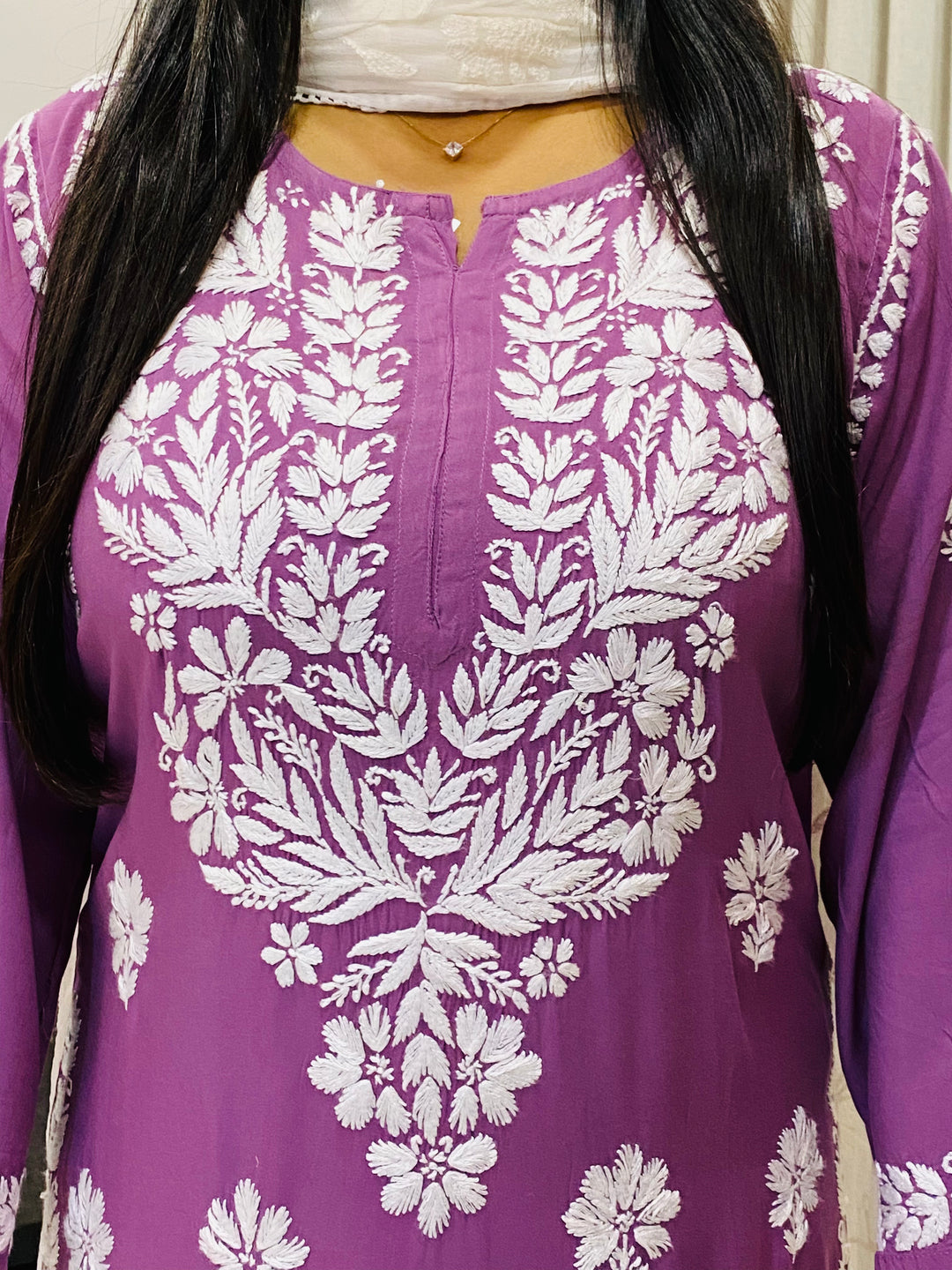 Mauve Natasha Premium Modal Chikankari Women's Solid Kurti