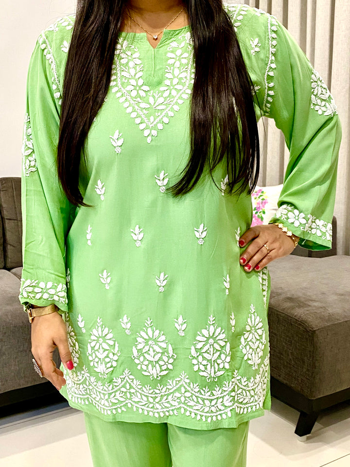 Pista Trisha Rayon Chikankari Handwork Women's Co-ord Set
